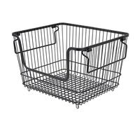 Stackable Freezer Storage Basket Durable Metal Organizer for Kitchen Black 1 Unit