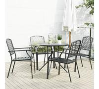 Stackable Garden Chair Set 5 pcs Anthracite Powder-coated Steel