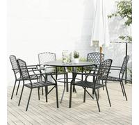 (110 x 72.5 cm/ 7 piece) vidaXL Stackable Garden Chair Set Seat 5 pcs Anthracite Powder-coated Steel
