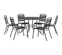 Stackable Garden Chair Set Patio Chair Anthracite Powder-coated Steel vidaXL