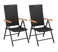 Stackable Garden Chairs 2 Pcs Poly Rattan Black