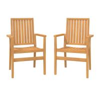 vidaXL Stackable Garden Chairs 2 pcs 56.5x57.5x91 cm Solid Wood Teak