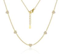 Stackable Gold Necklace for Women ALEXCRAFT 14K Gold Plated Adjustable Cubic Zirconia Heart Necklaces Trendy Dainty No Pendant Single Clavicle Heart necklace Stack Jewelry Chains for Women Lady Gift