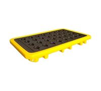 Stackable Heavy-Duty Oil & Paint Drum Tray, Modular Spill Containment Platform for Garage & Workshop, Space-Saving Storage Solution, 130x70x15cm, Yellow, 1 Unit