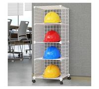 Stackable Helmet Display Shelf White, Commercial Helmet Organizer Stand For Retail Store/Workshop/Coal Mine, Height Adjustable Safety Hard Hat Rack, 4-32 Grids(White)(15.4X14.6X39.4In-4 Grids)