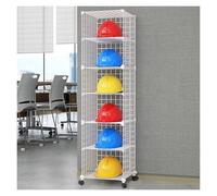 Stackable Helmet Display Shelf White, Commercial Helmet Organizer Stand For Retail Store/Workshop/Coal Mine, Height Adjustable Safety Hard Hat Rack, 4-32 Grids(White)(15.4X14.6X57.5-6 Grids)
