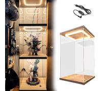 Stackable Hobby Display Cases For Figures, Lighted High Transparent Acrylic Storage Box, Multi Functional Plastic Dustproof Showcase)(25x25x30cm(10"x10"x12"))