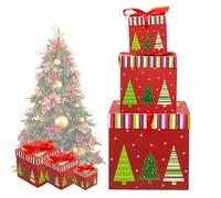 Stackable Holiday Boxes - 3 Pieces Santa Claus, Snowman Elk Tree, Elegance Christmas Theme | Stackable Decorative Boxes with Lids for Winter Party, Birthday
