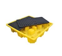 Stackable Industrial Spill Containment Pallet - Polypropylene Tray with Drain Outlet, Grated Design for & ModularPlatform Soluts