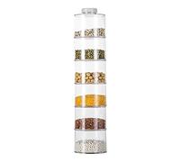 Stackable Jars - 6-Piece Clear Round Tower with Airtight Lids, Durable Space-saving Container, Kitchen for Spices, Salt, Sugar, Coffee Beans, for Pantry Work Shelf