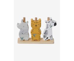 Stackable Jungle Animals in FSC® Wood beige medium solid with decor