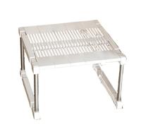 Stackable Kitchen Shelf - Adjustable Width 64-80cm Height 18cm - Versatile Storage Solution for Cupboards Bathrooms & Makeup - Space-Saving White Design