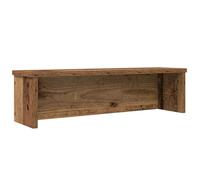 Stackable Kitchen Shelf, Old Wood Look, 50 x 15 x 16 cm, Wood Composite Kitchen Shelf Organiser for Worktop and Drawer with Cutlery Holder and Sponge Holder for Kitchen Utensil Storage