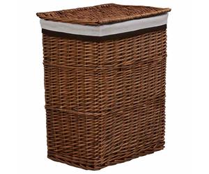 Stackable Laundry Basket Willow Washing Storage Hamper Bin Brown/White vidaXL
