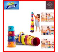 Stackable Learning Toy for Toddlers: 10 Colorful Buckets Boosting Fun & Skills
