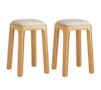 Stackable Leather Kitchen ols Set of 2 - Mid-Century Modern Upholstered Dining Chairs Versatile Shoe-Changing ols for Kitchen & Dining Room (Natural A)