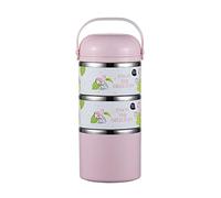 Stackable Lunch Box 3 Layer Stainless Steel Insulated Bento Box Leak-Proof Food Container for Kids and Adults Work School Picnic (Pink)