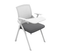 Stackable Mesh Folding Office Chairs with Tablet Arms Gray Conference Room Guest Seating Ergonomic Meeting Chairs with Attached Desk - Ideal for Waiting Rooms and Offices