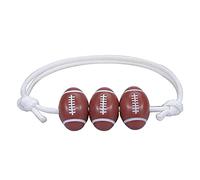 Stackable Message Couple Bangle Natural Football Jewellery Bracelets Black Red White Brown Football Beads Inspirational Ball Bracelet Adjustable For Mom Bracelet Steel Charms Rings, one size, Cotton