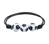 Stackable Message Couple Bangle Natural Football Jewellery Bracelets Black Red White Brown Football Beads Inspirational Ball Bracelet Adjustable For Mom Bracelet Steel Charms Rings, one size, Cotton
