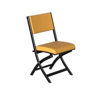 Stackable Metal Folding Chair with Extra Thick Padded Seat - Modern Indoor Office Seating Comfortable Luxury Chair for Home & Business (Yellow Pack of 1)