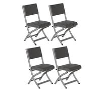 Stackable Metal Folding Chairs with Extra Thick Padded SeatModern Commercial Indoor Office Seating Luxury Grey Chairs for Home & Office Set of 4 for Easy Storage