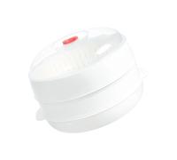 Stackable Microwave Steaming Container with Quick-Release Vents, Handle & Visible Cover for Even Heating Ergonmic Handle Microwave Steamer