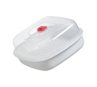 Stackable Microwave Steaming Container with Quick-Release Vents, Handle & Visible Cover for Even Heating Ergonmic Handle Microwave Steamer