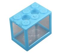 Stackable Mini Betta Fish Tank, 12 * 8 * 10cm Transparent Acrylic Cube Aquarium, Explosion-Proof Portable Fish Isolation Breeding Box for Small Fish Shrimp Insectal Reptile (Blue)