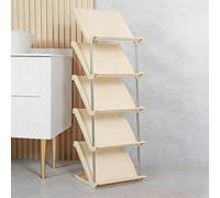 Stackable Narrow Vertical Shoe Rack2-8 Tier Storage Tower for Closet Entryway & Living Room Stylish Beige Design (27x27x100cm/11x11x39in)