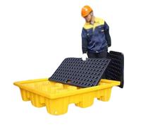 Stackable Oil Drip Tray with Flat Drain for 1/2 Drum, Heavy Duty Spill Protection Platform for Workshop and Industrial Use