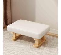 Stackable Ottoman Footstool - Leather Pouffe for Multipurpose Use as Foot Rest or Small Coffee Table for Bedroom, Dormitory, Living Room