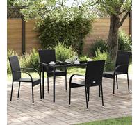 2/4/6x Stackable Outdoor Chairs Grey Poly Rattan Patio Garden Dining Seat vidaXL
