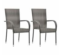 Vidaxl Stackable Outdoor Chairs 2 Pcs Poly Rattan Brown