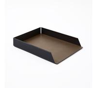 Stackable Paper Tray Organiser A4 - Black Steel Structure and Leather Dove Grey