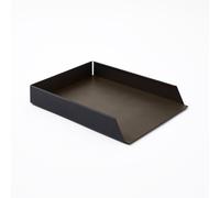Stackable Paper Tray Organiser A4 - Black Steel Structure and Leather Taupe Grey