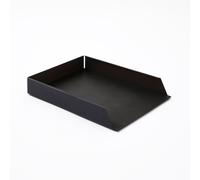 Stackable Paper Tray Rack A4 - Black Steel Structure and Leather Anthracite Grey