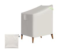 Stackable Patio Chair Cover Waterproof, 20"W x 24"D x 45"H Outdoor Furniture Cover 600D Oxford Lawn Chair Protection with Luminous Handle, Black (Fit Approx.4 Stacked Chairs)(Beige,20"W x 24"D x 45"H)