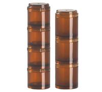 Stackable Pill Organizer 7 Day, Pill Box Tower with Connectable Screw Lids,Light Shielding & Airtight Pill Containers,A Week Pill Holder Medicine Organizer for Travel & Daily (Brown, 20ml*4 + 30ml*3)