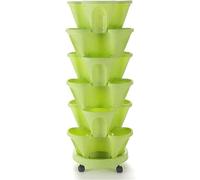 Stackable Plant Pot for Strawberries Herbs Flowers & Vegetables - 6-Tier Vertical Planter with Removable Tray for Home & Garden Gardening Solutions