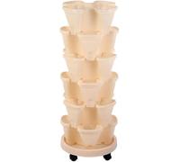 Stackable Plant Tower6Level Vertical Garden Planter for Herbs Flowers & StrawberriesDurable Plastic Pot for Indoor/Outdoor Garden Porch & Patio Decor