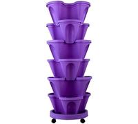 Stackable Planter Pot for Strawberries Herbs Flowers & Vegetables - 6-Tier Vertical Planting System with Removable Tray for Home & Garden Gardening