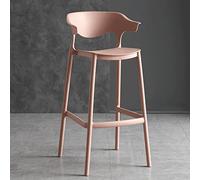 Stackable Plastic Bar Stool with Backrest for Kitchen Counter High Footrest and Comfortable Seat Ideal for Home Garden Pub and Outdoor Use Pink 75cm/29.5in
