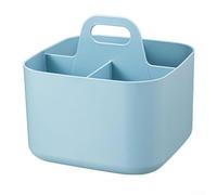 Stackable Plastic Basket Organiser With Handle, Portable Multi-Purpose Storage Box With Divider, For Home Office Bathroom Kitchen Tidy(Light blue)