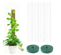 Stackable Plastic Moss Poles 24in for Climbing Plants, Indoor Vine Training Support Stakes with Fixing Straps for Monstera Deliciosa and Philodendron Growth, Vertical Trellis for(B)