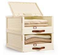 Stackable Plastic rage Bins with Flip LidVersatile Organizers for Closet Bedroom Laundry RoomEasy PullOut Design for Convenient rage Solutions