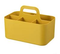 Stackable Plastic Storage Bins for Home and Office Use, Portable Organizer with Up to Five Compartments and Handle for Managing Art Supplies, Cosmetics, and Essentials (Yellow)