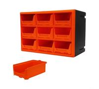 Stackable Plastic Storage Box With Wall Mount For Drawer Parts, Cabinet Hardware Component Organizer, Multi Compartment Tool Holder For Garage And Factory Use(orange)