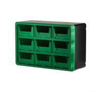 Stackable Plastic Storage Box With Wall Mount For Drawer Parts, Cabinet Hardware Component Organizer, Multi Compartment Tool Holder For Garage And Factory Use(green)