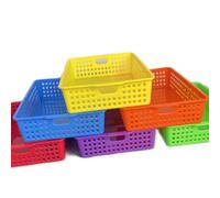 Stackable Polystyrene Computer Planner Set of 6 Multiple Color Storage Cartons for Homeschooling Materials and Addons Flexible Computer Sorting Dishes